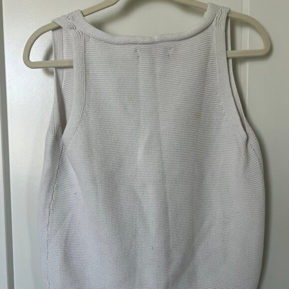 LOFT White Knit Button Up Vest- MEDIUM - Picture 2 of 5